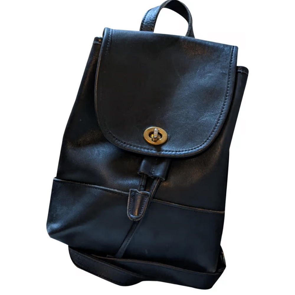 Coach Black Leather Backpack